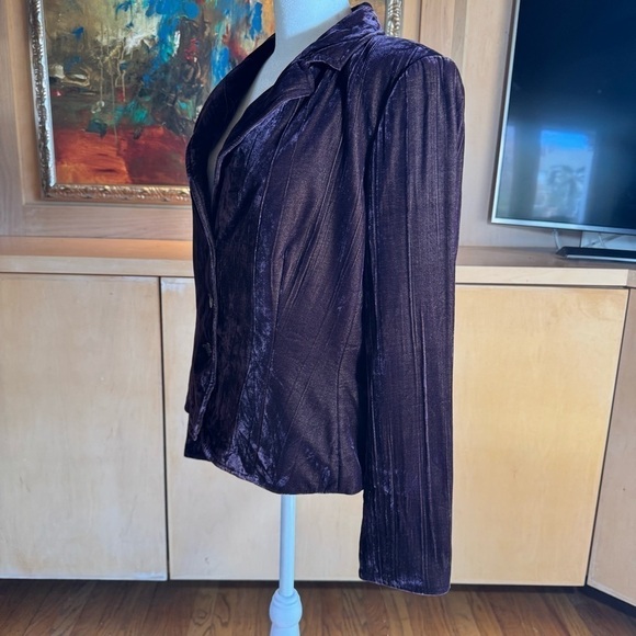 Jon Crush Textured Velvet and Silk Purple Iridescent Blazer - Picture 7 of 12